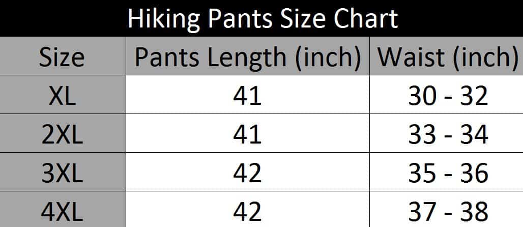 4xl Pants Size Chart