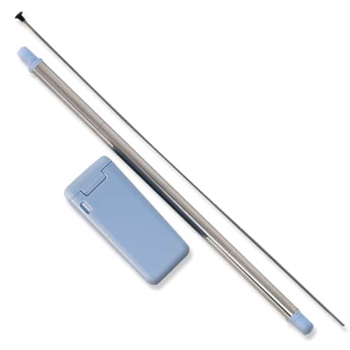 Collapsible Metal Straw, PTT Outdoor, Blue,