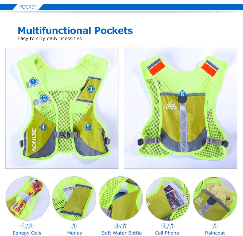 Aonijie Reflective Bag Vest, aonijie malaysia, aonijie, bag vest, lightweight vest, pink, green, grey, hydration bag vest