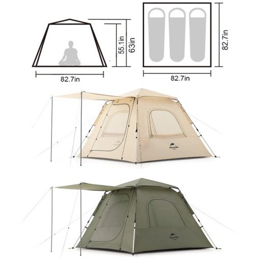NATUREHIKE Ango 3 Person Automatic Tent, PTT Outdoor, NATUREHIKE Ango 3 Person Automatic Tent 8,