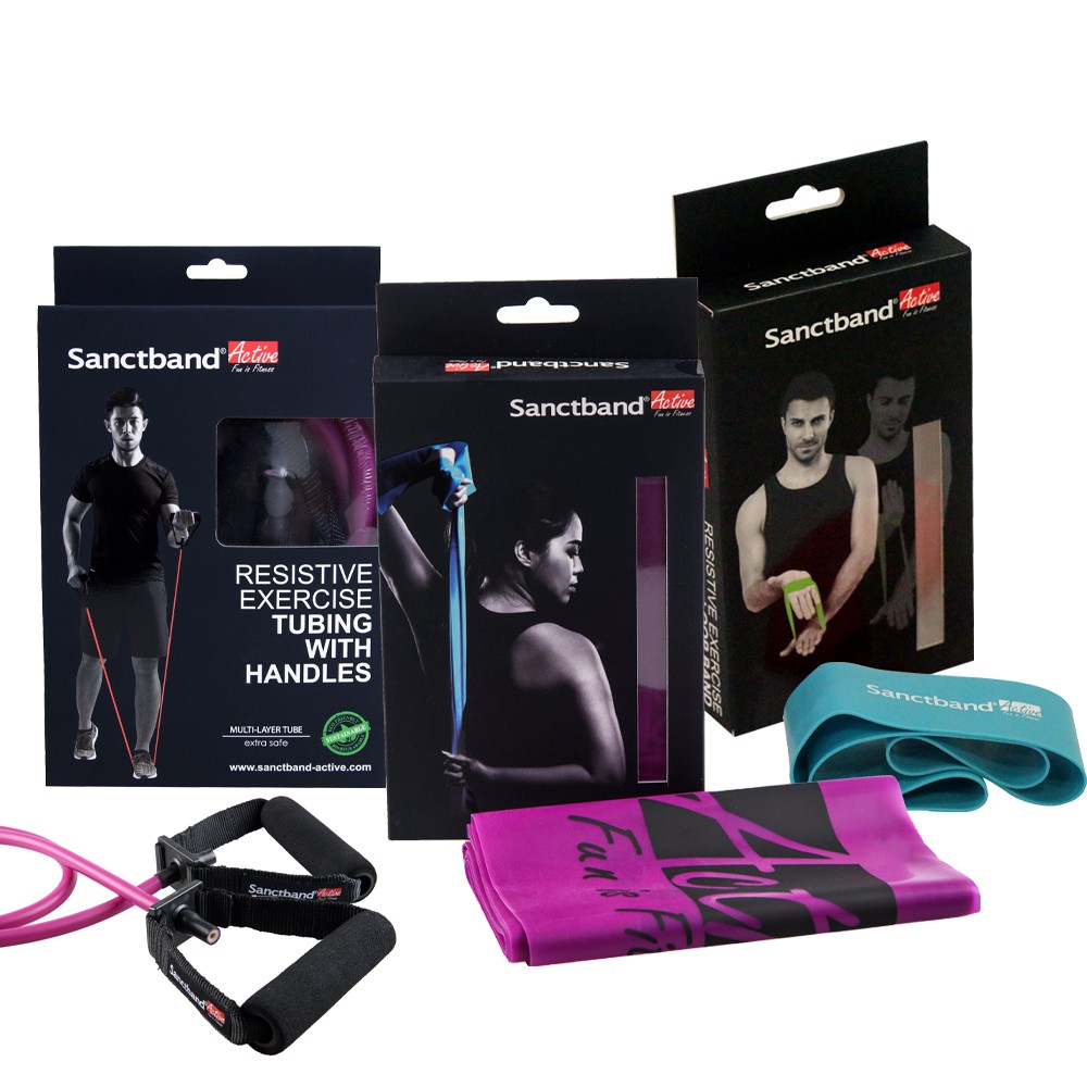SANCTBAND ACTIVE Intermediate Set, Sanctband, Resistance Band, Mini Loop, Tubing with Handle, Intermediate Set Workouts, Intermediate Set Exercises, Intermediate Set Malaysia