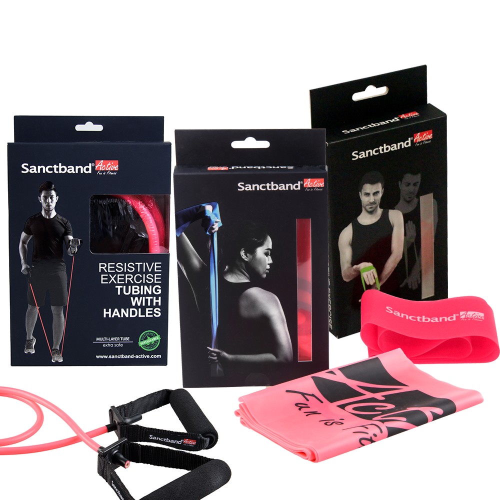 SANCTBAND ACTIVE Lightweight Set, Sanctband | Resistance Band | Mini Loop | Tubing with Handle | Lightweight Set Workouts | Lightweight Set Exercises | Lightweight Set Malaysia