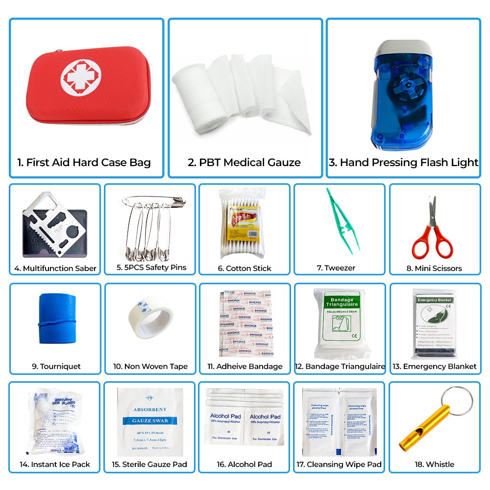 Be Prepared With 18 In 1 Medical First Aid Kit With Casing Included