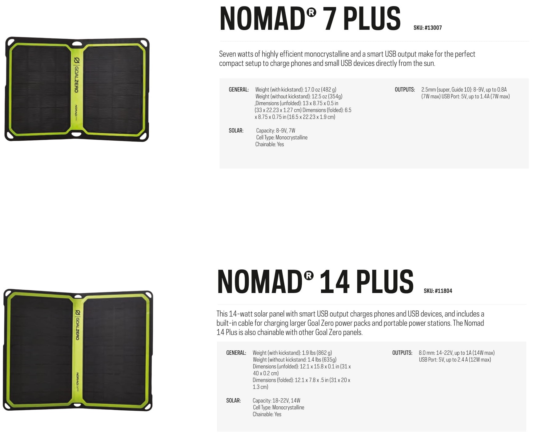 Goal Zero Nomad Plus Solar Panel 7Plus 14Plus outdoor solar panel recharging pone