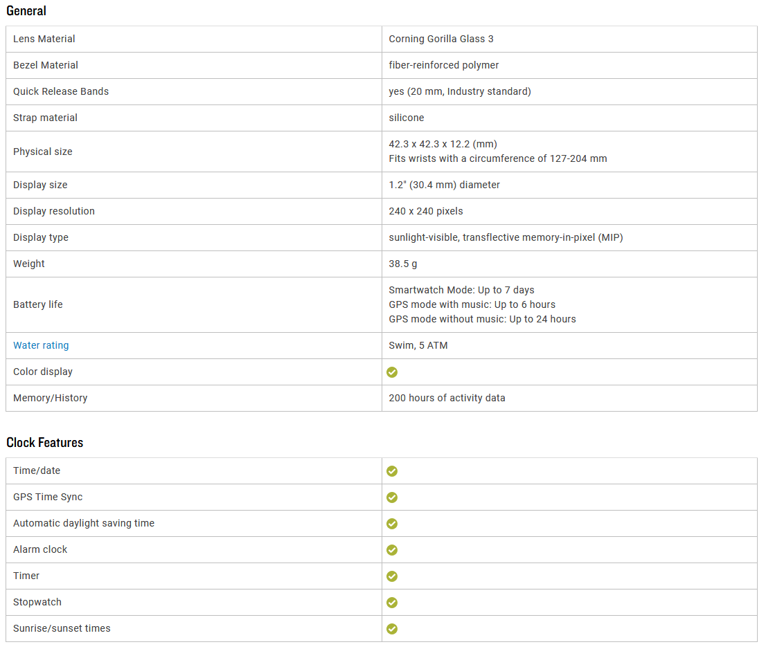 garmin 245 music specs
