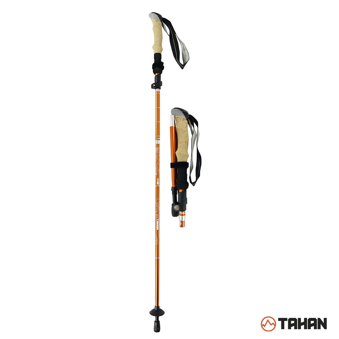 TAHAN Double Hiking Stick Combo, PTT Outdoor, TAHAN 3 Section Foldable Hiking Stick Orange 1 1,