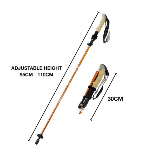 TAHAN 3-Section Foldable Hiking Stick, PTT Outdoor, TAHAN 3 Section Foldable Hiking Stick Orange sz,