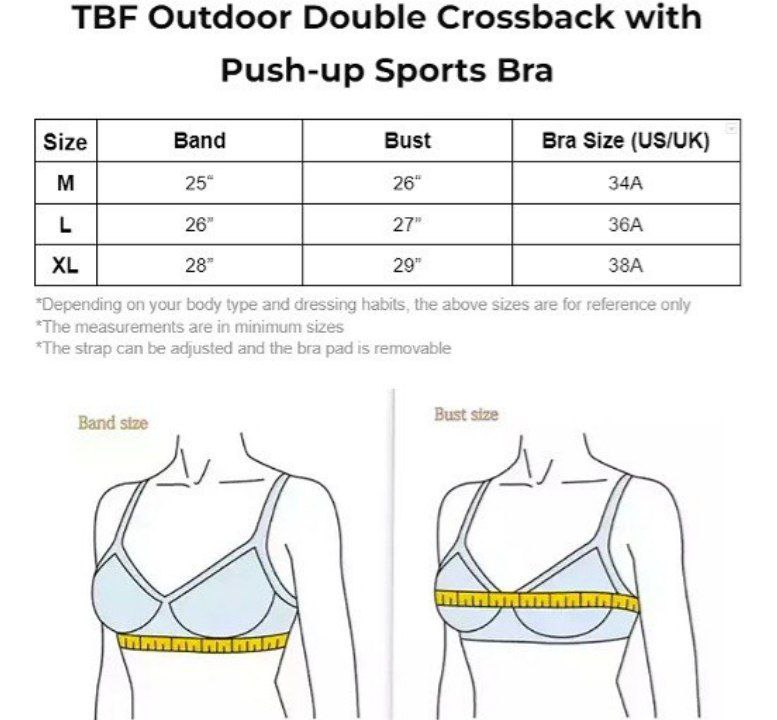 TBF Outdoor Double Crossback with Push-up Sports Bra
