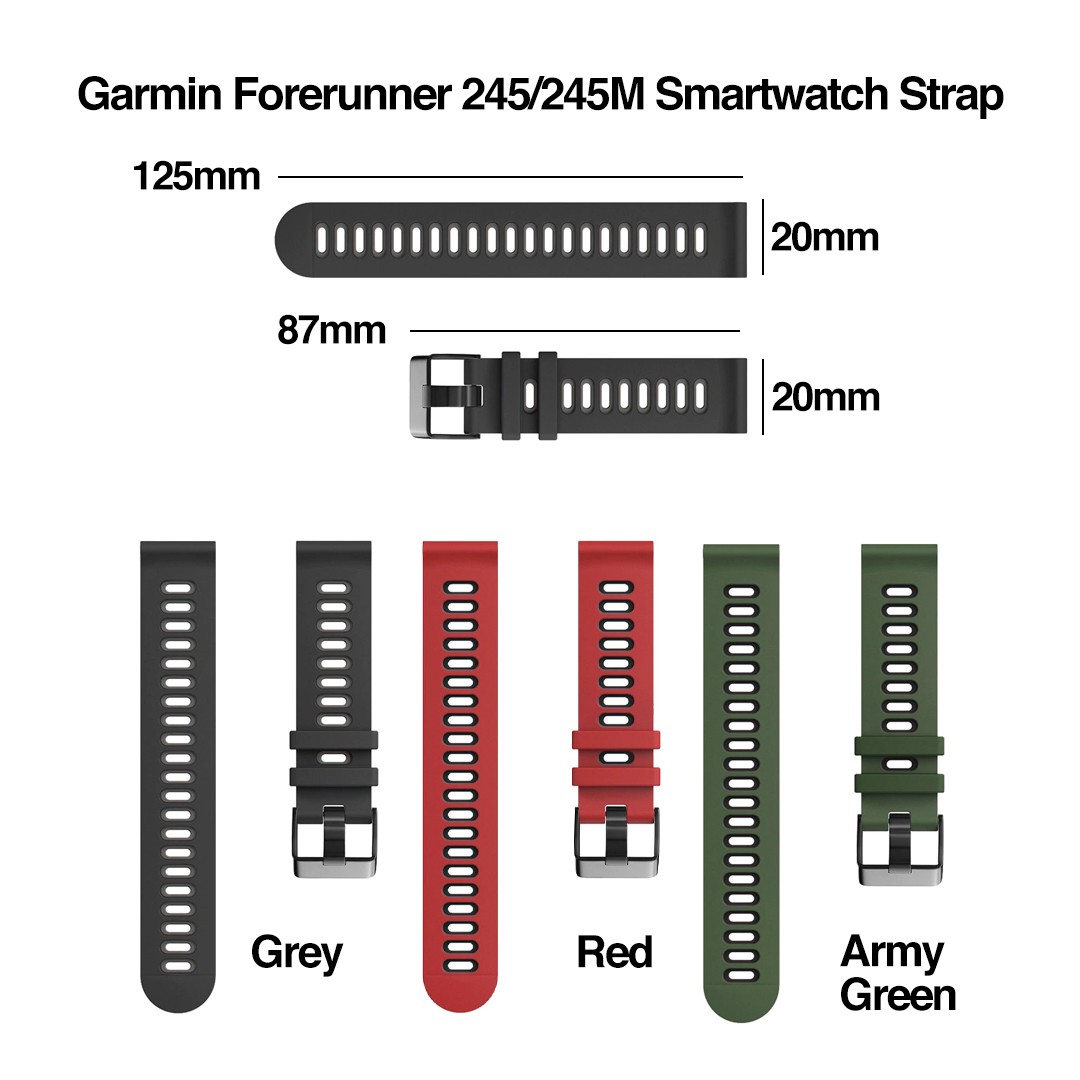GARMIN Forerunner 245/245M Smartwatch Strap, tali jam, unisex, band, bracelet, hiking, running, replacement for garmin