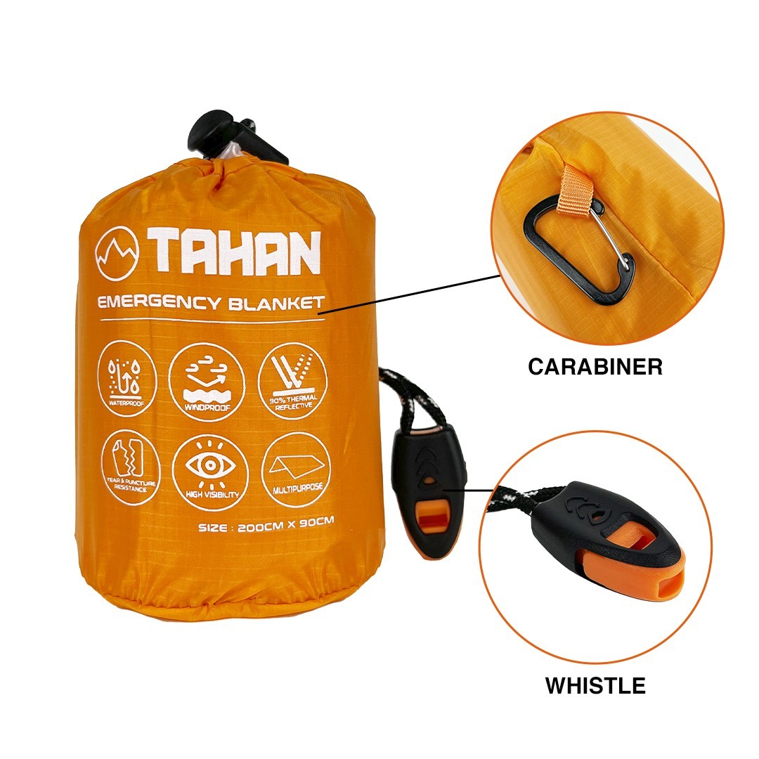 Tahan Emergency Blanket, water-resistant, foldable, multiple use, useable, anti-tears, camping, outdoor, tent and hammock, TAHAN Dayhike Combo Deal