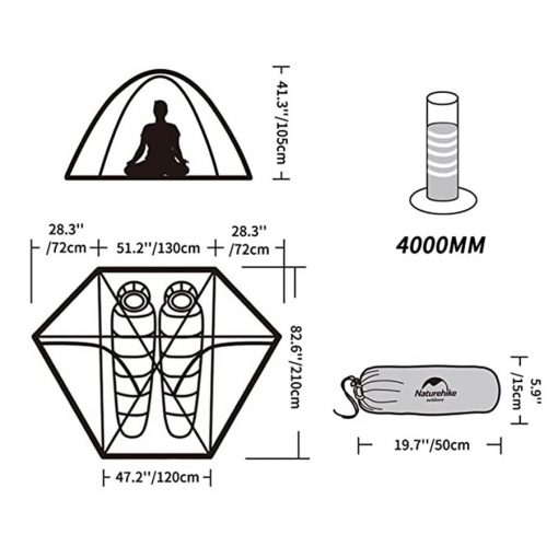 NATUREHIKE New 20D Cloud Peak 2 Person Hexagonal Tent, PTT Outdoor, NATUREHIKE New 20D Cloud Peak 2 Person Hexagonal Tent 2,
