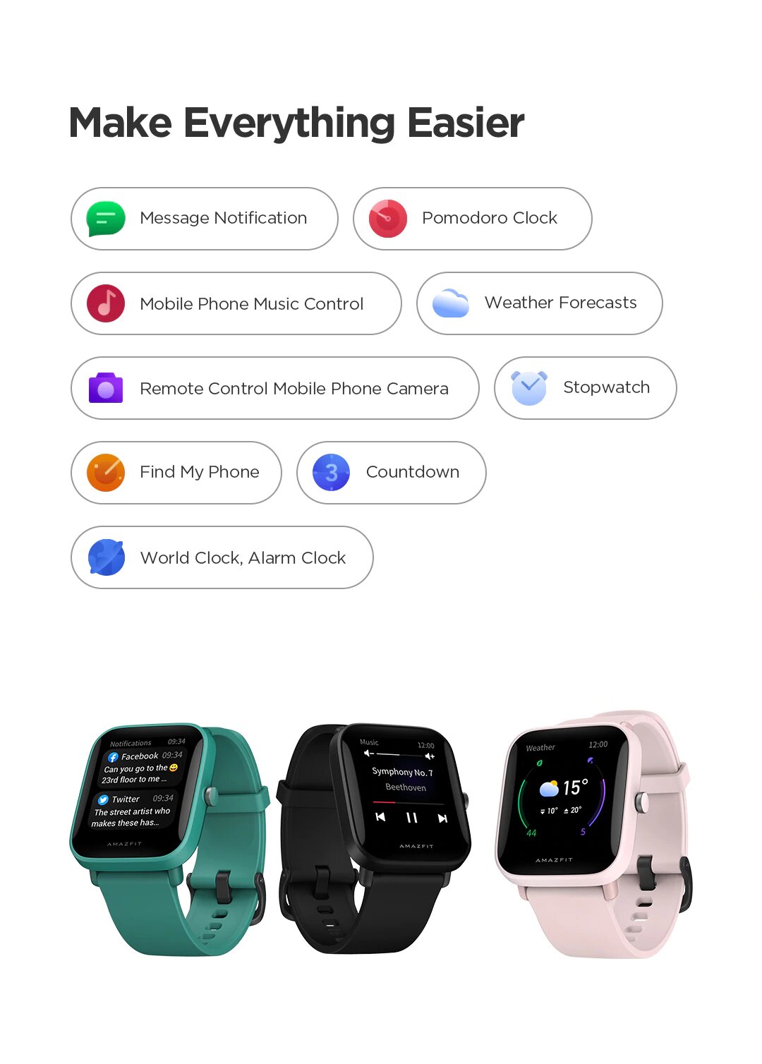 amazfit bip u dimensions