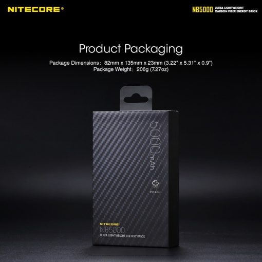 Ultra Lightweight Carbon Fiber Mobile Charger NITECORE NB5000 Compact 5000mAh Power Bank with Two-way PD + QC 3.0 Output