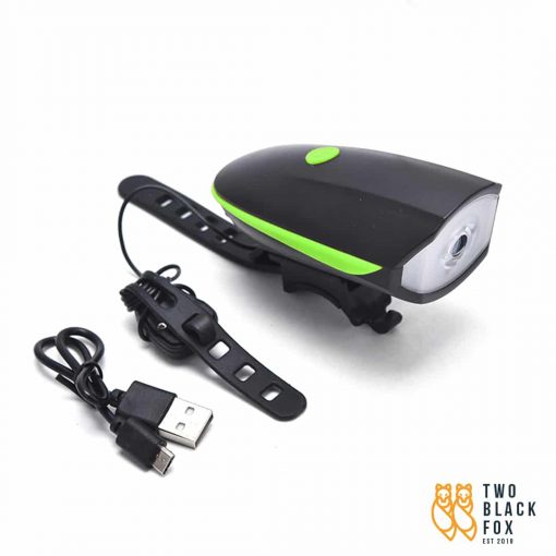 TBF 2 in 1 Bicycle Light and Electric Bell (USB Charging), PTT Outdoor, TBF 2 in 1 Bicycle Speaker Lamp with USB Charger Green,