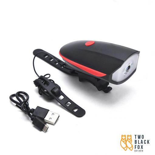 TBF 2 in 1 Bicycle Light and Electric Bell (USB Charging), PTT Outdoor, TBF 2 in 1 Bicycle Speaker Lamp with USB Charger Red,