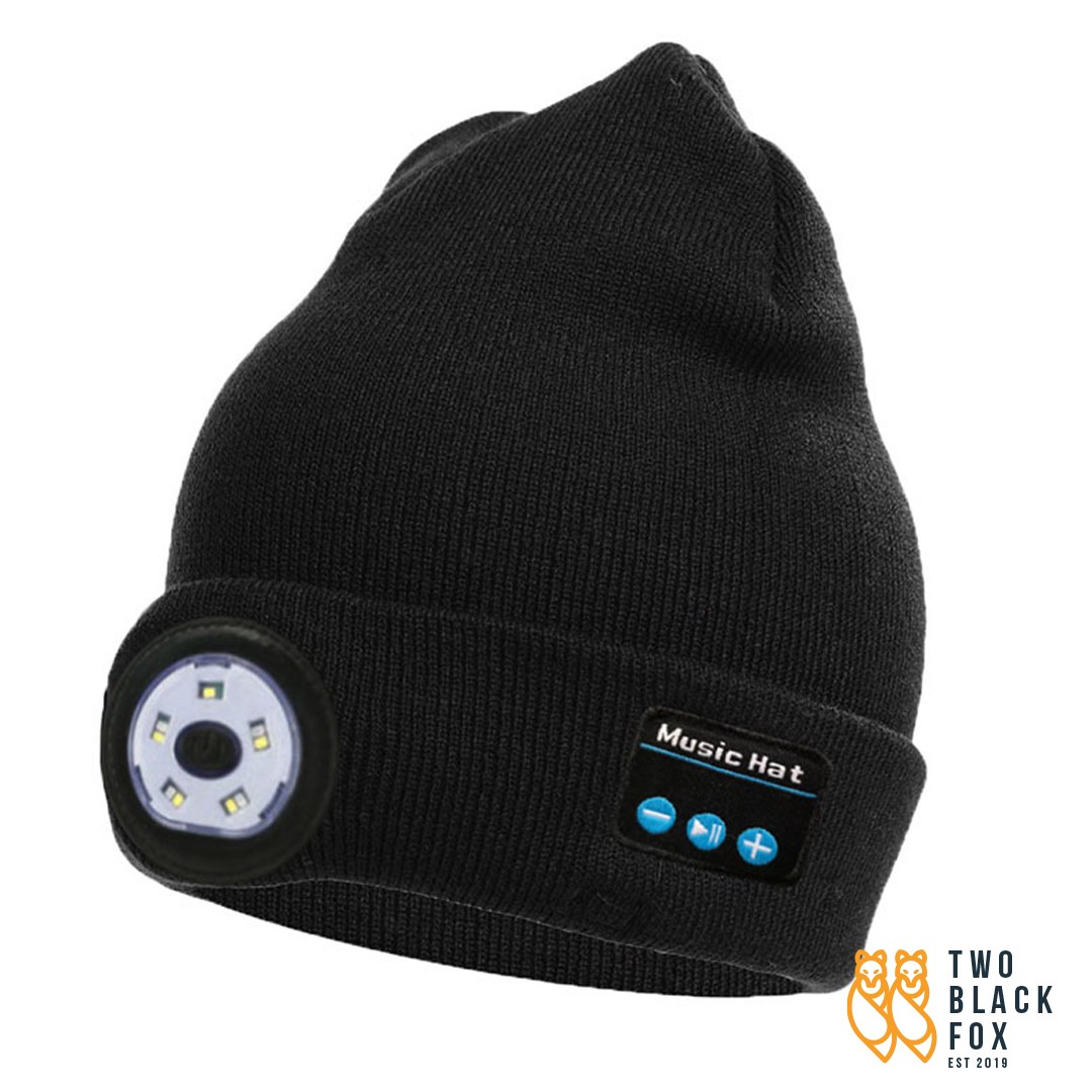 TBF Bluetooth Knitted Hat with LED Light ； Built with the easy-access USB charging port ； Bluetooth wireless connection for music and calls