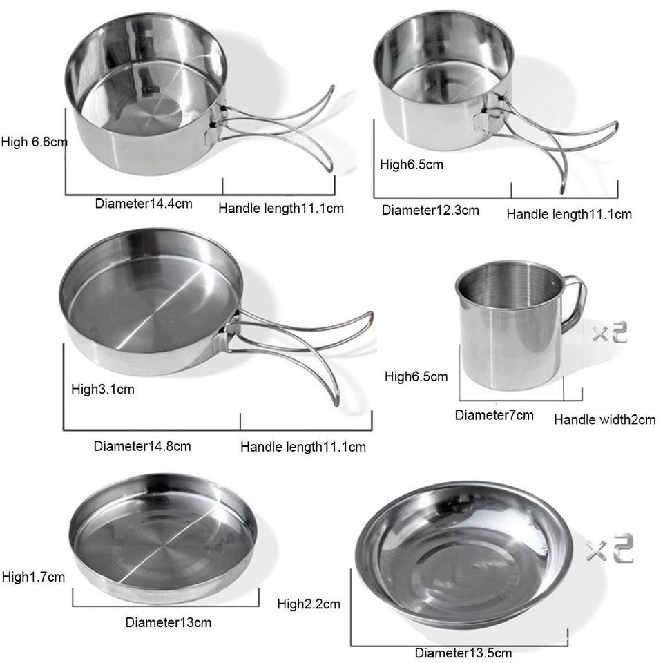 8PCS Stainless Steel Outdoor Cookware
