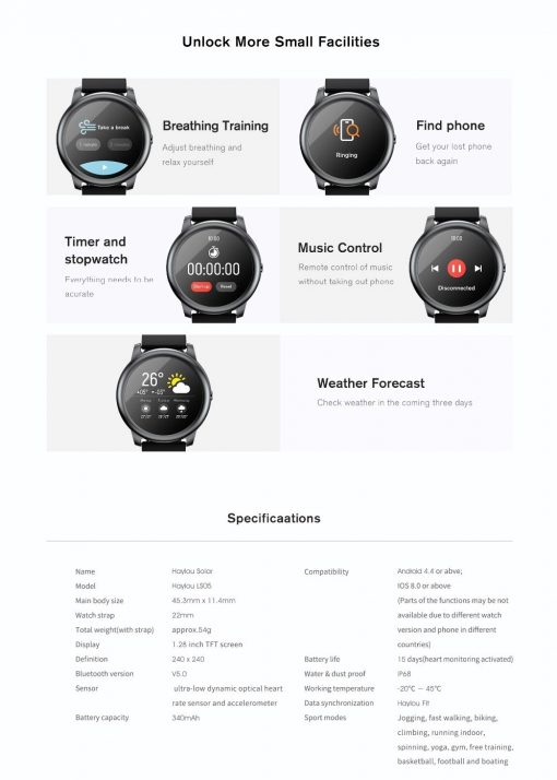 Haylou LS05 Solar Smartwatch, PTT Outdoor, Haylou LS05 Solar Smartwatch 06,