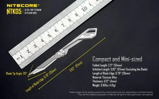 NITECORE NTK05 Ultra-Tiny Titanium Folding Keychain Knife