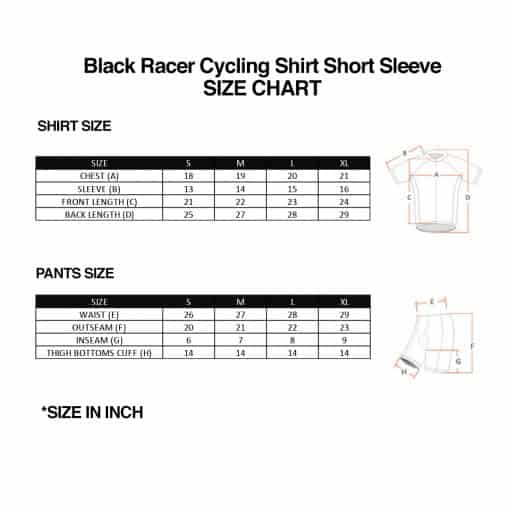 Black Racer Short Sleeve Cycling Jersey Shirt Set, PTT Outdoor, Black Racer Cycling Shirt SZ 1,
