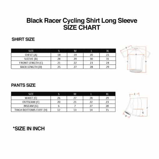 Black Racer Long Sleeve Cycling Jersey Shirt Set, PTT Outdoor, Black Racer Cycling Shirt SZ 2,