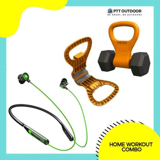 Home Workout Combo, home, workout, gear, fitness, bluetooth earphone, kettle grip, lightweight, fast-charging, hardcore, comfortable