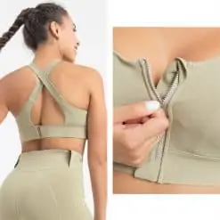 TAHAN Elite Performance Zip-Front Sports Bra, PTT Outdoor, TAHAN Elite Performance Zip Front Sports Bra Green 4,