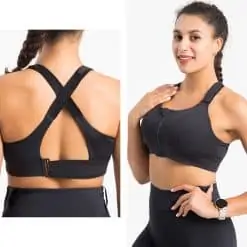 TAHAN Elite Performance Zip-Front Sports Bra, PTT Outdoor, TAHAN Elite Performance Zip Front Sports Bra Black 4,