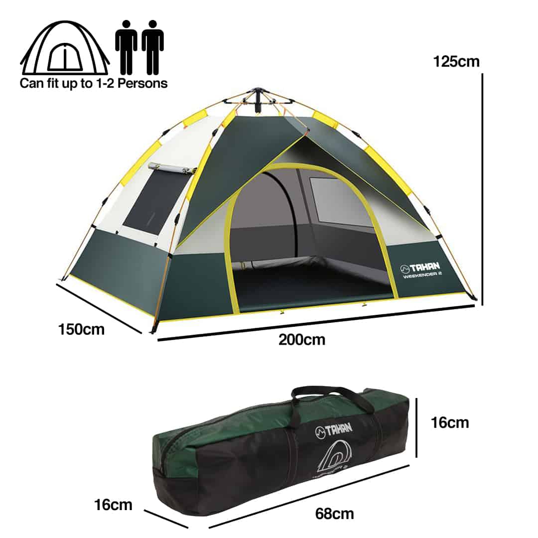 TAHAN Weekender Automatic Tent, khemah, 2 person, 3 person, 4 person, camping, travel, family, foldable, easy set up tent, ease, easily, instant, instantly, setting, 2P