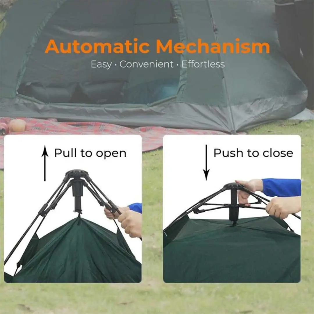 Instant Pop-up 2P Camping Tent, khemah, convenient, comfortable, breathble oxford tent, uv protection tent, sun screen, windprood, flysheet, outer tent, inner tent, 3 way tent, spacious space, large tent, family tent, easy tent, portable tent, lightweight tent, ringan, ruang, besar, canopy
