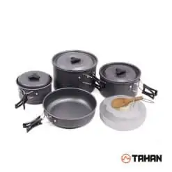 TAHAN Camping Cookware Mess Kit, camping and hiking, 5 pcs, cookware, utensils, travel, kitchen, periuk, tupperware, camping, cookware, camping, cookware, malaysia best camping cookware, collapsible camping, cookware best camping, cookware for open fire,