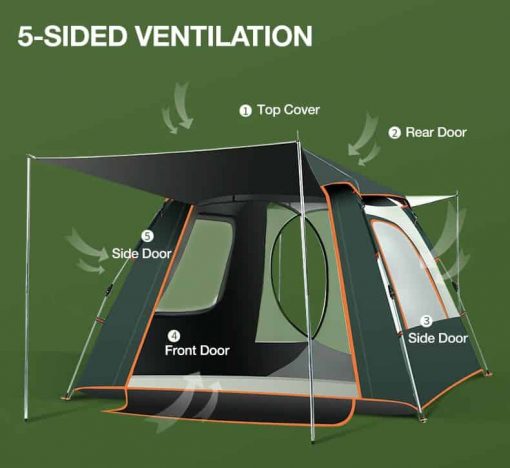 Instant Pop-up 6P Tent, popup tent, best pop-up tent, affordable tent, 6 men tent, pop up tent, best pop-up tent, instant up tent, 6 man tent, beach tent, Simple automatic set-up Comes with top cover, external canopy Built-in storage bag 6 person tent, camping teng, trip camp, family tent, khemag serbaguna, khemah keluarga