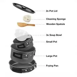 TAHAN Camping Cookware Mess Kit, camping and hiking, 5 pcs, cookware, utensils, camping cookware, camping cookware malaysia, best camping cookware, collapsible camping cookware, best camping cookware for open fire, travel, kitchen, periuk, tupperware, camping, cookware, camping, cookware, malaysia best camping cookware, collapsible camping, cookware best camping, cookware for open fire,