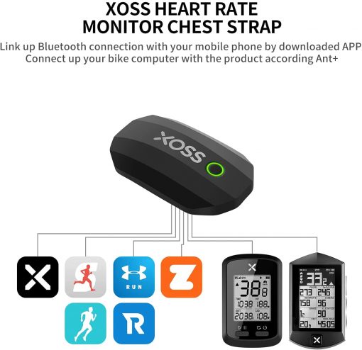 XOSS Heart Rate Monitor Chest Strap, cycling, cyclist, meter, barometer, code, wireless, chest, heart, bluetooth, heart rate monitor, running, bike, biking, riding, champion