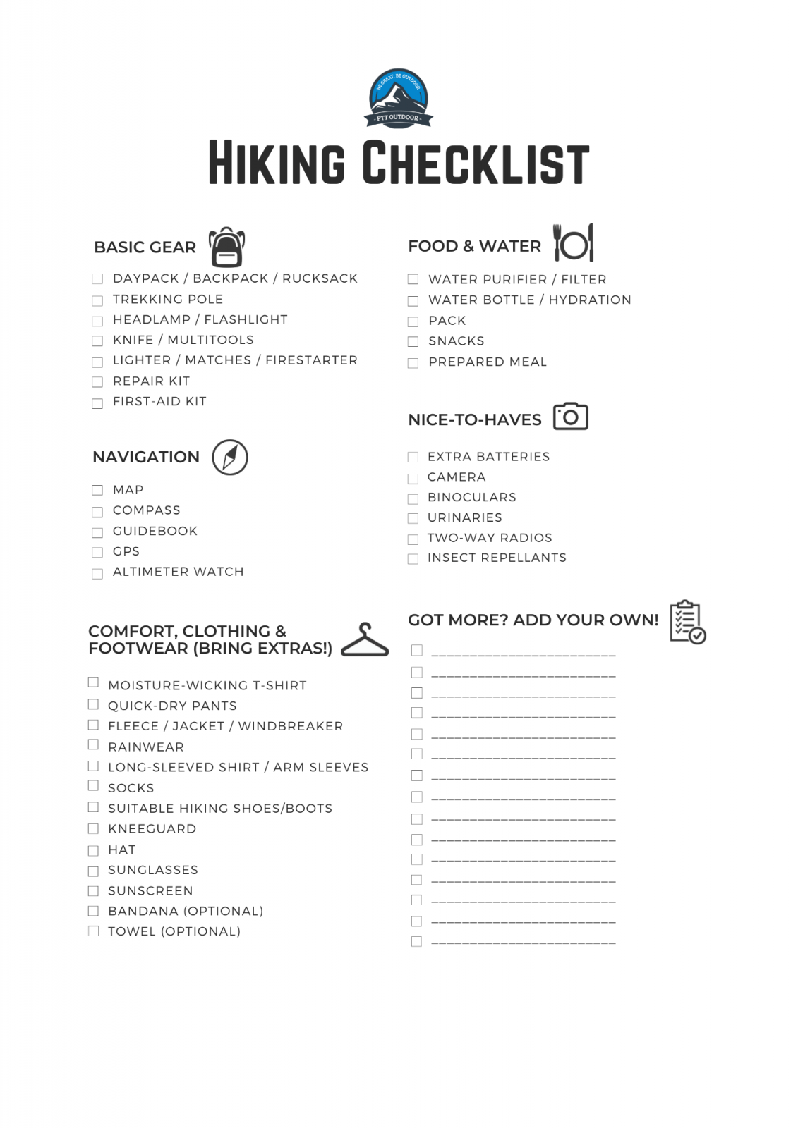 Hiking checklist