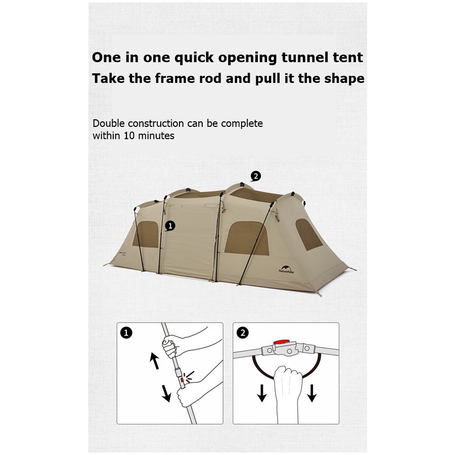 NATUREHIKE Cloud Vessel Fast Build Tunnel Quick Open Tent