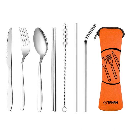 TAHAN 7 PCS Travel Utensils Set, PTT Outdoor, Tahan Cutlery Set min,