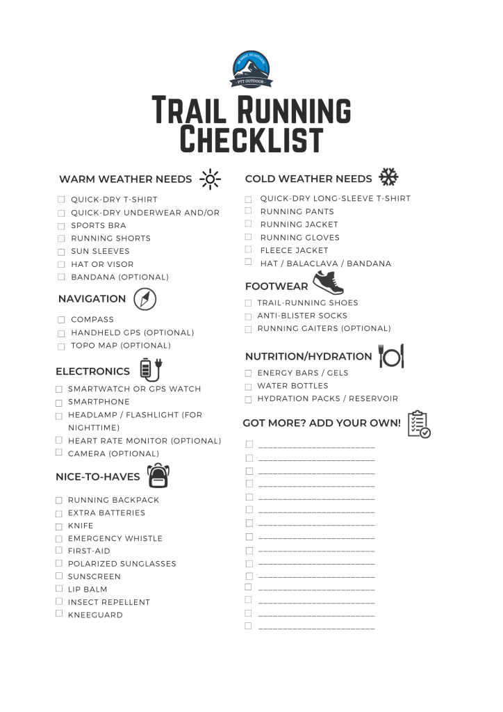 The Ultimate Trail Running Checklist | PTT Outdoor Trail Running Checklist