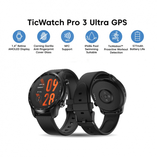 TicWatch Pro 3 Ultra GPS Smartwatch, GPS, Pro, smartwatch, TicWatch, Ultra, Watch