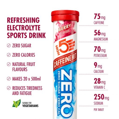 HIGH5 Zero Electrolyte Sports Drink, PTT Outdoor, HIGH5 Zero Caffeine Hit Berry2,