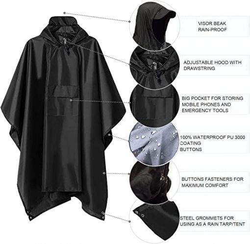 3-in-1 Hooded Rain Poncho, PTT Outdoor, 61BFgDNNC0L. AC UX569,