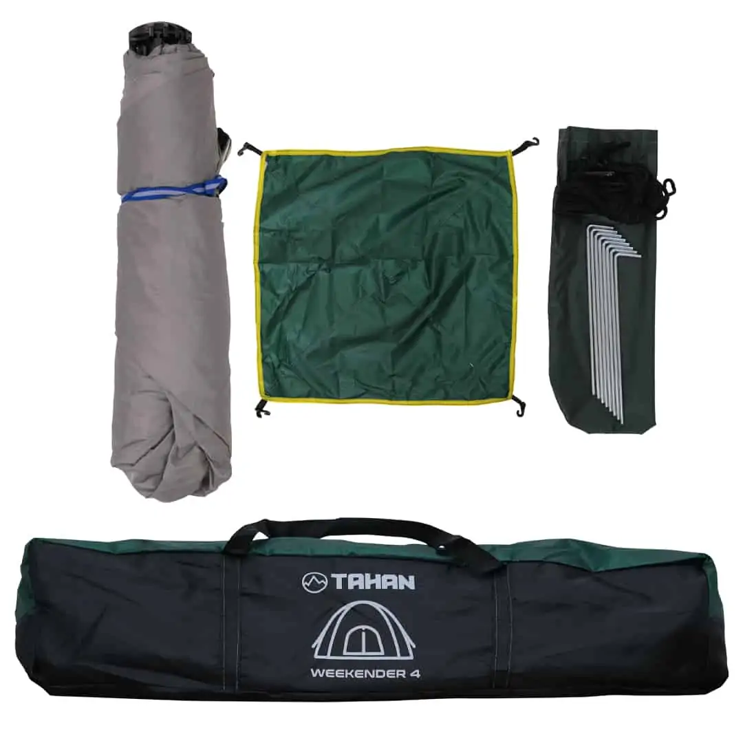 Jom Camping Combo, PTT Outdoor, TAHAN Weekender Automatic Tent Silver Green 4P 2,