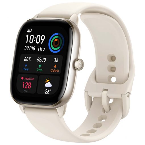 AMAZFIT GTS 4 Mini Smartwatch, PTT Outdoor, Moonlight White,