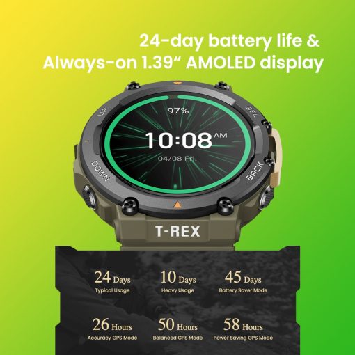 AMAZFIT T-Rex 2 GPS Smartwatch, PTT Outdoor, T,