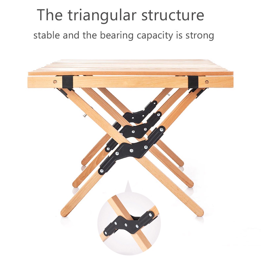 90cm Folding Solid Beech Wood Portable Roll Table