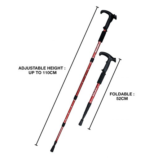 ICETEK Hiking Stick with Durable Handle - Red (110cm), PTT Outdoor, Icetek Hiking Stick 2,