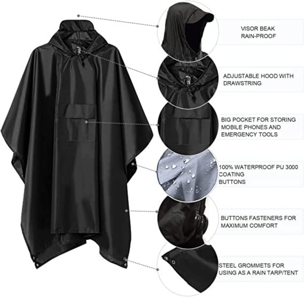 3-in-1 Hooded Rain Poncho, The Best Ever! | PTT Outdoor