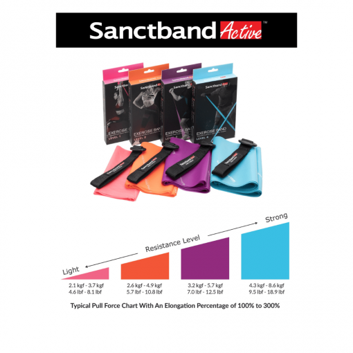 SANCTBAND ACTIVE Beginner Set, PTT Outdoor, Exercise Band Pull Force Chart,