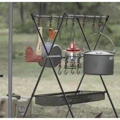 Foldable-Camping-Hanging-Rack-with-Mesh-Basket-lifestyle