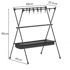 Combo Kemaih, PTT Outdoor, Foldable Camping Hanging Rack with Mesh Basket size,